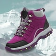 thumbnail image 3 of Krdevn Winter High Top Outdoor Sneakers For Women Hiking Mountaineering Travel Walking Shoes Non Warm Cold Weather Comfortable(Color:Purple,Size:8), 3 of 9