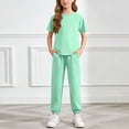 thumbnail image 2 of Girls Two Piece Outfits Size 7-8 Girls 2 Piece Outfits Cap Sleeve Tops Long Wide Leg Pants Set Sweatsuits 6-14 Years, 2 of 6