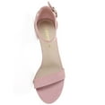 thumbnail image 4 of BLISSFUL STEP Style Women's Shoes Open Toe Mid Block Heel Ankle Strap Faux Suede Sandals Light Pink 10, 4 of 8
