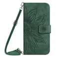 thumbnail image 2 of For Google Pixel 10 / Pixel 10 Pro 6.3" Sunflower  Embossed Strong Magnetic Attachment/Closure, Card Slots/Pocket, PU Leather Flip Wallet Case With Adjustable Shoulder Strap,Green, 2 of 10