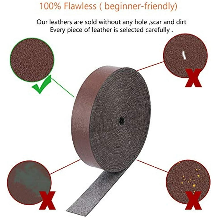 lalatia Double Sided Faux Leather Strip Leather Strap (Brown, 3/4'' x 3  Yards)