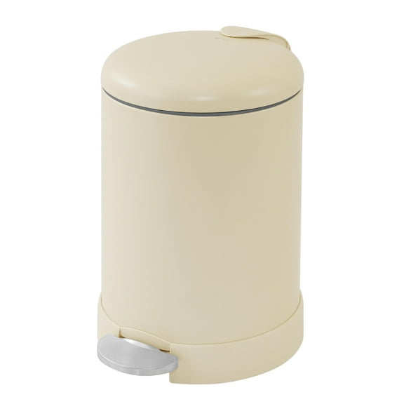 Glad Bathrorom Trash Can, 1.2 Gallon Stainless Steel Small Step Garbage Bin with Lid, Beige