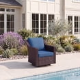 thumbnail image 4 of MeetLeisure Outdoor Swivel Chair, Patio Glider Wicker Rocker Seating with Cushions for Porch Deck Balcony, Dark Blue, 4 of 10