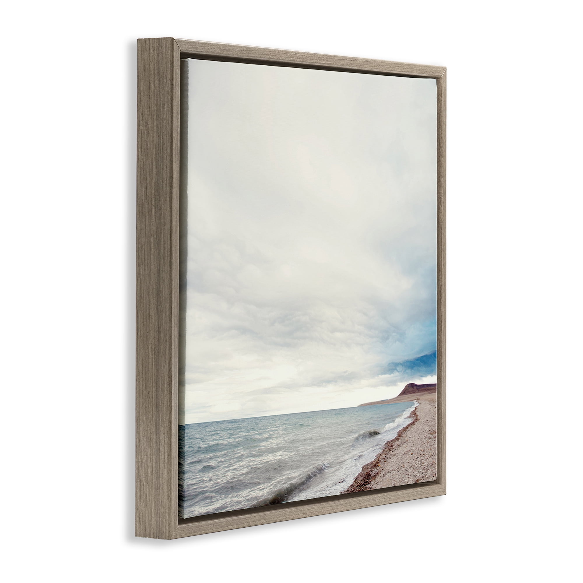Stupell Industries Ocean At Sunrise Nautical & Beach Photography Brown Floater Framed Canvas Art Print Wall Art, 18 x 18