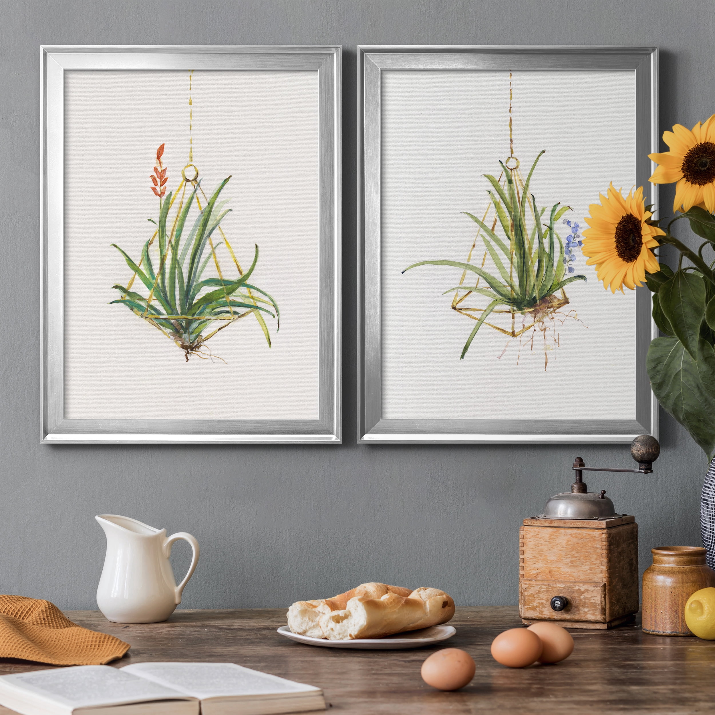 2 Piece Set Gardenaire I Premium Framed Canvas - Ready to Hang - 18.5 x 24.5 Each - Silver Frame