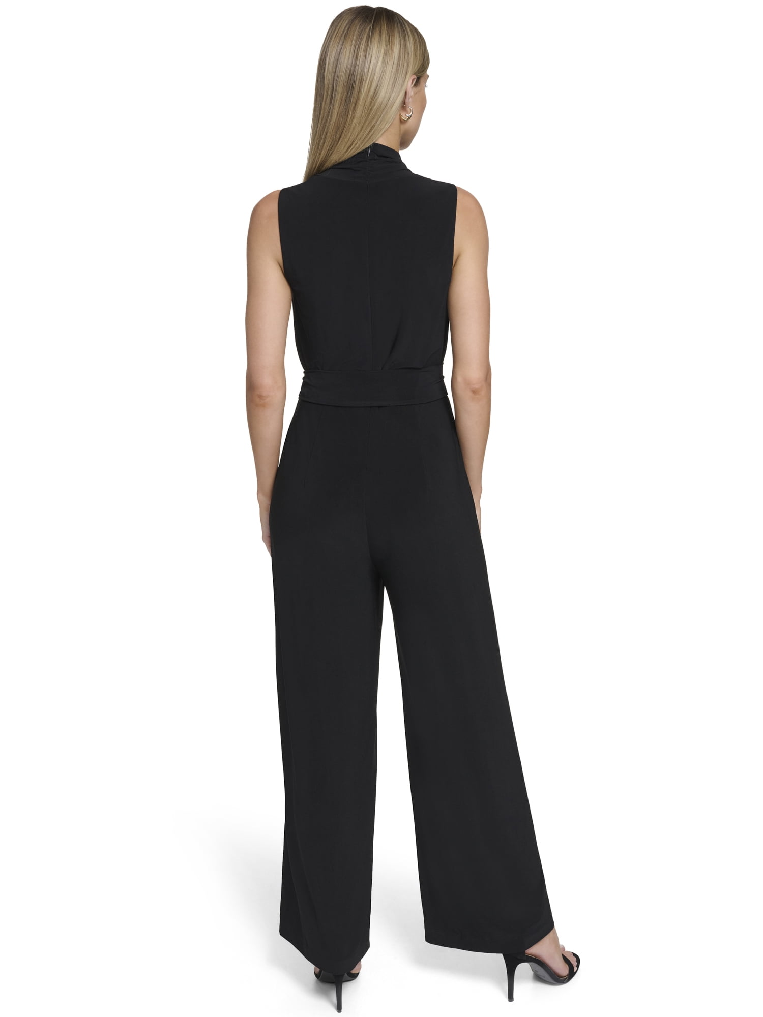 Falling Flowers Women's Knit Jersey Surplice Blouson Jumpsuit, Sizes XS-XL