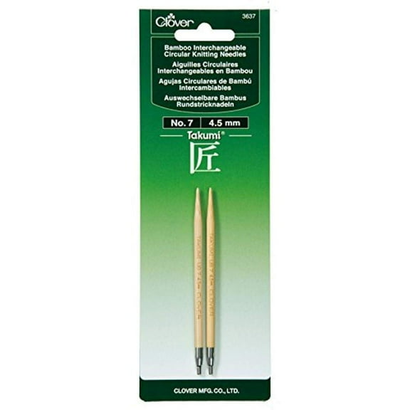 Clover Takumi Bamboo Interchangeable Circular Knitting Needles, Size 7/4.5mm