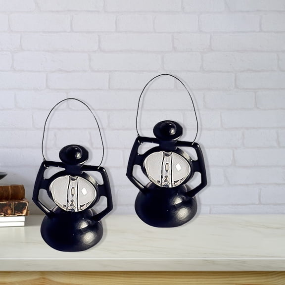 SPRING PARK 2Pcs Miniature Lantern Dollhouse Retro Kerosene Lamp Fairy Garden Accessories Kids Toys DIY Accessories