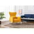 thumbnail image 3 of Guyou Velvet Accent Chair, Modern Upholstered Wingback Armchair with Metal Legs and Pillows, Comfy Single Sofa Chair Lounge Chair for Living Room Bedroom Study, Yellow, 3 of 8
