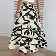 thumbnail image 5 of Women's High-End Pleated Drape Long Skirt - Lightweight Printed Elastic Waist Skirt for Commuting, Business Casual, and Formal Occasions,White S, 5 of 5