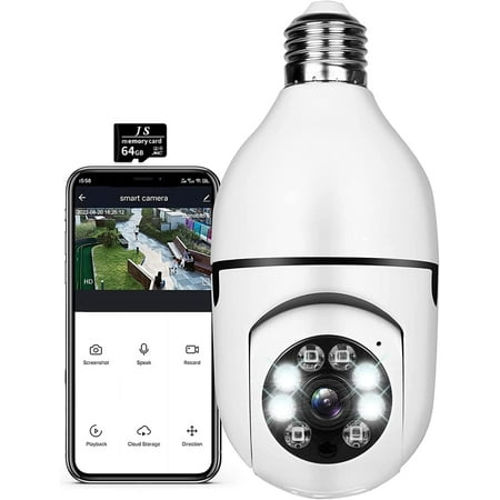 

LJYLJH 64G Light Bulb 1080P Wireless WiFi Security Camera with Color Night Vision Two-Way Talk Motion Alarm Indoor Security Camera System for Home Surveillance