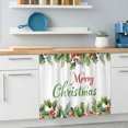 thumbnail image 6 of Merry Christmas Sink Skirt 11"Wx13"L,Dustproof Under Sink Curtain W/ Self Adhesive Tape,Xmas Green Leaves Berries Pine Needles Holiday Cabinet Curtain Cover for Bathroom Vanity,Kitchen Storage Shelf, 6 of 9