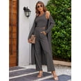 thumbnail image 5 of Ekouaer Women's Pajama Sets 3 Piece Lounge Set Long Sleeve Cardigan Sleeveless Top Pants Sweatsuit, 5 of 6