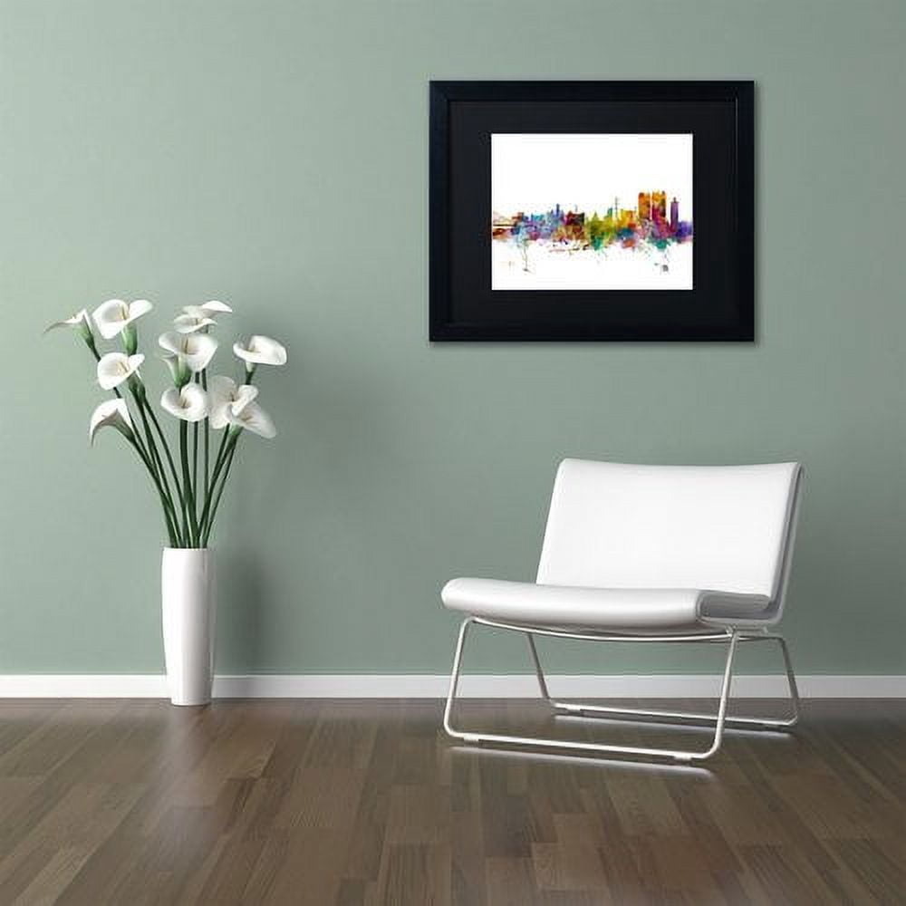 Trademark Fine Art "Calcutta India Skyline" Canvas Art by Michael Tompsett Black Matte, Black Frame
