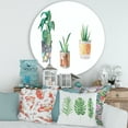 thumbnail image 2 of Designart 'Three Potted Houseplants On White' Traditional Circle Metal Wall Art 29x29 - Disc of 29, 2 of 5