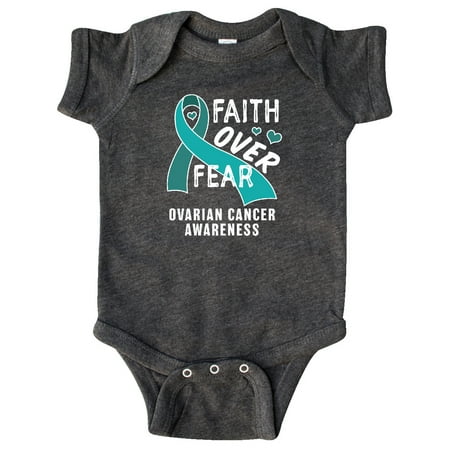 

Inktastic Ovarian Cancer Awareness Faith Over Fear with Teal Ribbon Gift Baby Boy or Baby Girl Bodysuit