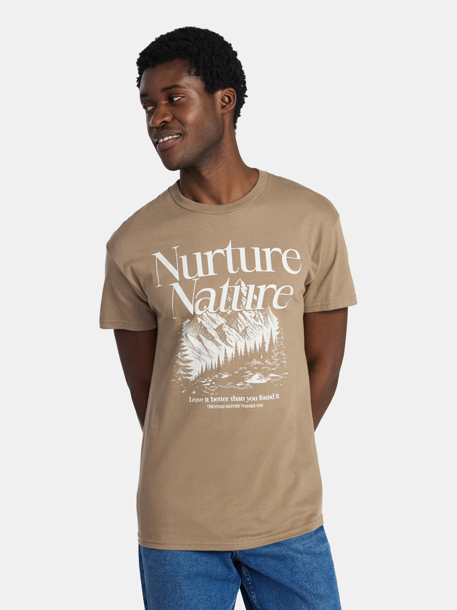 Humor Men's and Big Men's Nurture Nature Cotton Graphic Tee with Short Sleeves, Size S-3XL