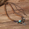 thumbnail image 7 of HETICA Bohemian Tribal Flower Necklace with Turquoise & Wood Beads, Adjustable Braided Hemp Cords, Women's, 7 of 7