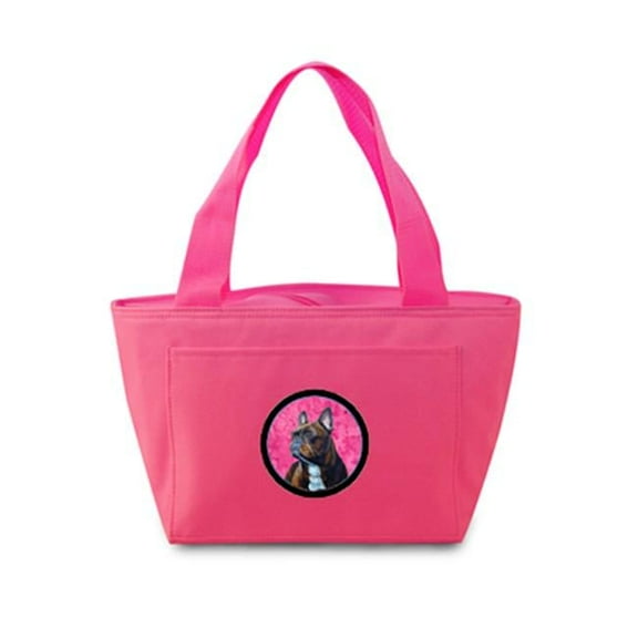 Pink French Bulldog Zippered Insulated School Washable And Stylish Lunch Bag Cooler