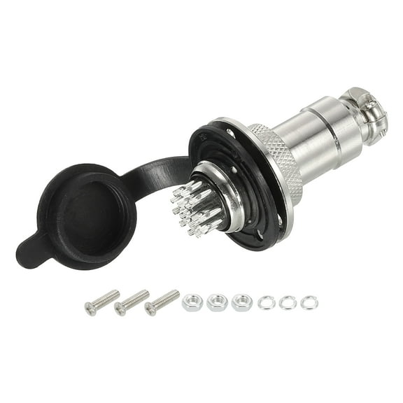 Uxcell Aviation Connector GX20 15Pin 20mm Silver Male Female Panel Metal Aviation Wire Connector with Aviation Plugs Cap