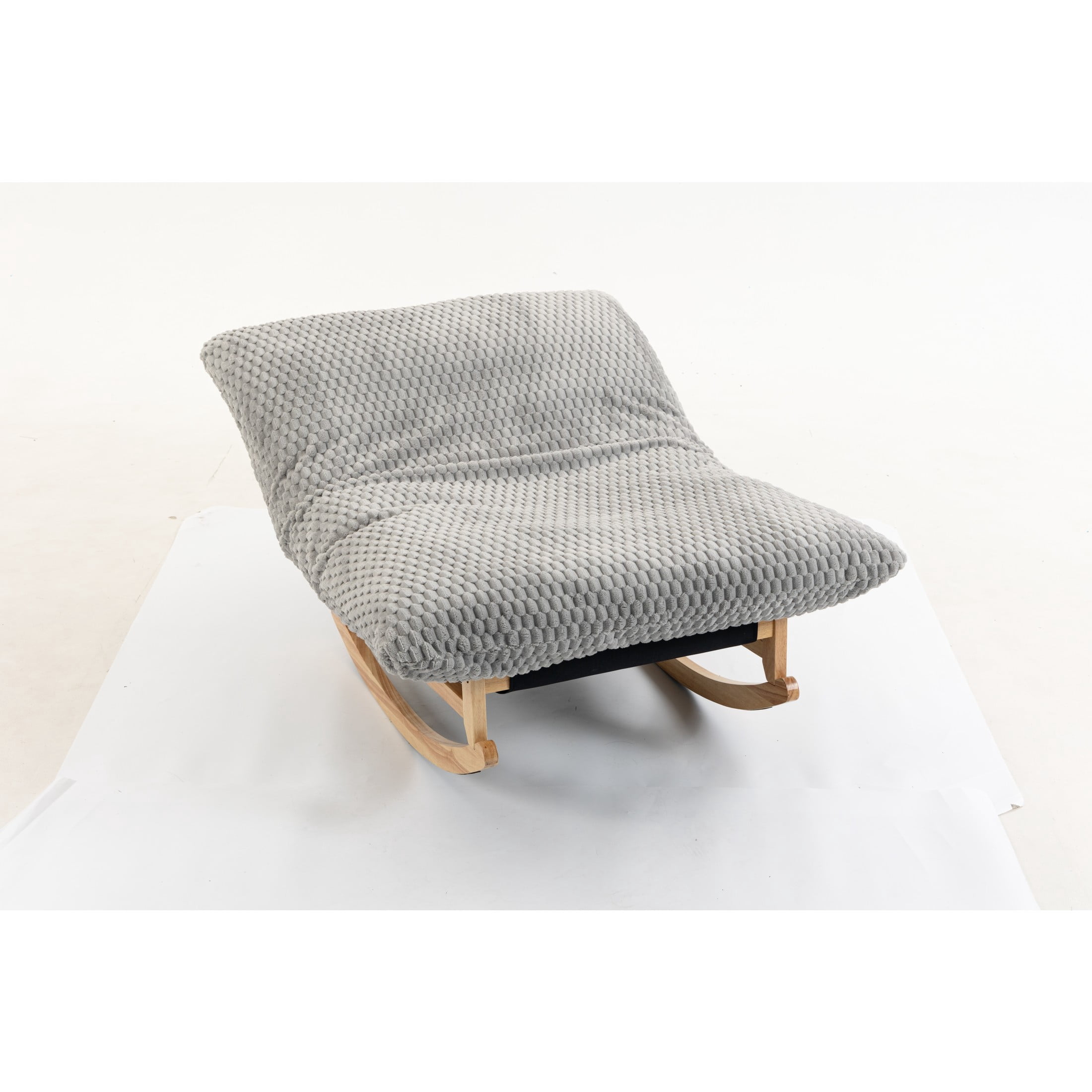 GDF Studio Alaric Corduroy Bean Bag Rocking Chair with Solid Wood Frame, Lazy Sofa for Living Room, Bedroom, Light Grey