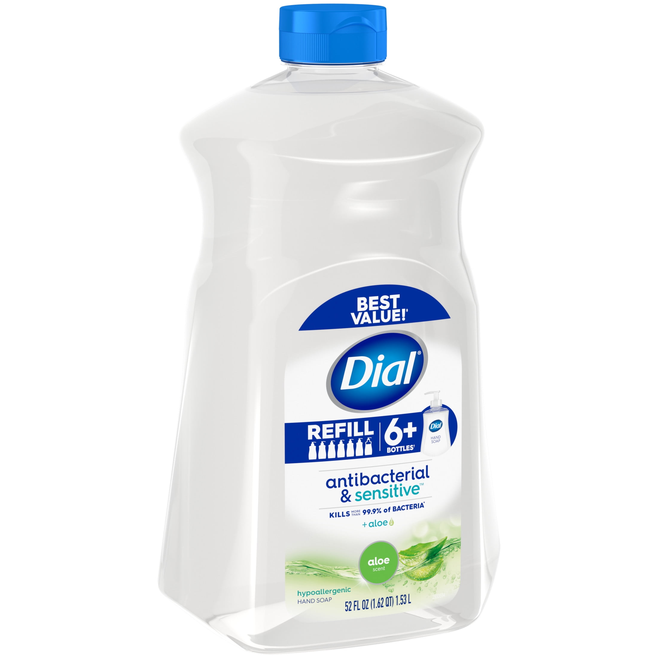 Dial Antibacterial Liquid Hand Soap Refill Aloe Scent 52 Ounce Walmart