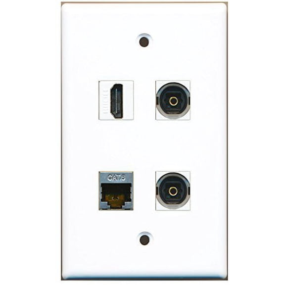 RiteAV - 1 Port HDMI 1 Port Shielded Cat6 Ethernet 2 Port Toslink Wall Plate