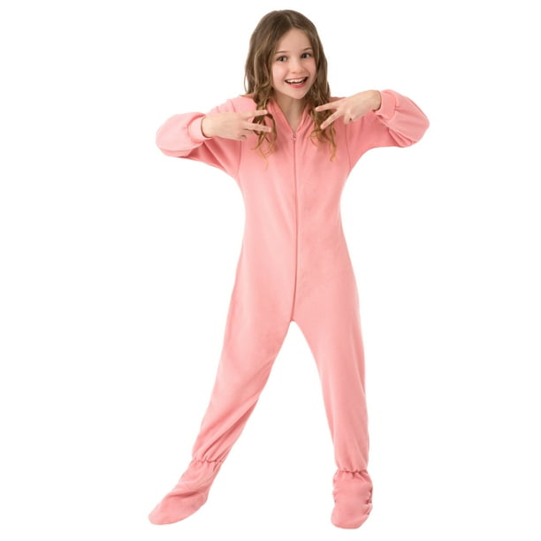 Big Feet Pjs Big Girls Kids Pink Fleece Footed Pajamas One Piece Sleeper  Footie Pajamas 