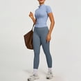 thumbnail image 5 of Women's 2 Piece Gym Set Short Sleeve Zip Up Activewear Top and Leggings, 5 of 9