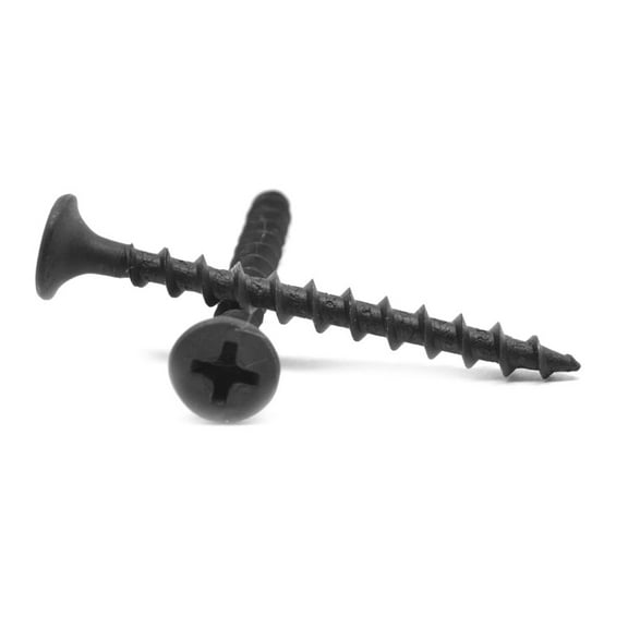 #8 x 3" Fine Thread Drywall Screw Phillips Bugle Head Low Carbon Steel Black Phosphate Pk 2000