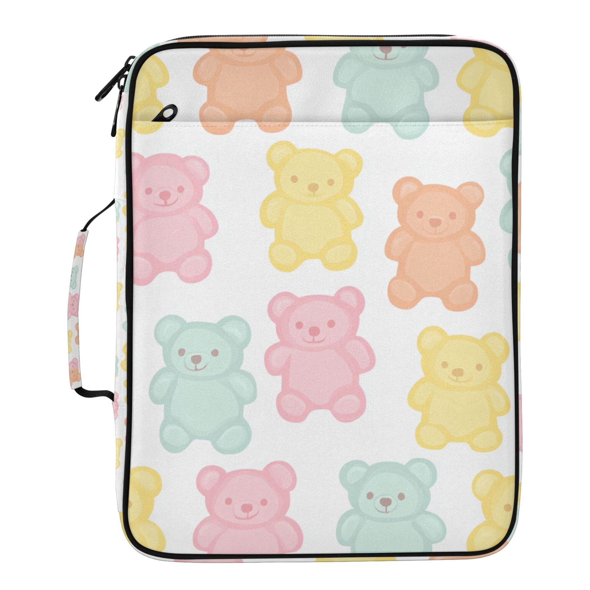 FORMRS Accordion File Folder A4 Size 7-Pocket Expanding Document Organizer Bag with 3 Ring Binder, Cute Gummy Bears Pattern