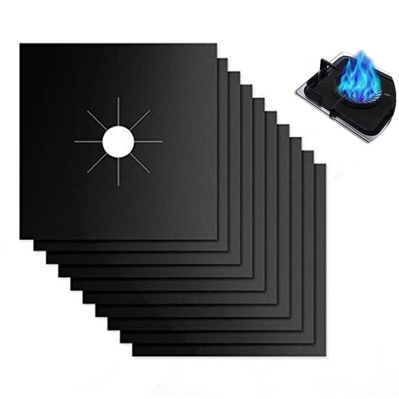 Emlimny 10 Pack Reusable Gas Stove Burner Covers, 10.6x10.6 Inch Non-Stick Burner Liners & Range Protectors, Dishwasher Safe, Cut-to-Fit, Easy Clean Stovetop Protectors for Gas Ranges