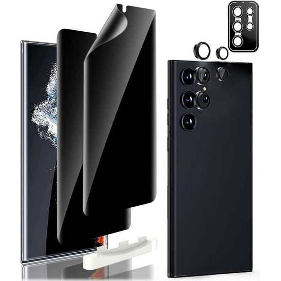 [2 2 Pack Compatible for Samsung Galaxy S23 Ultra Privacy Screen Protector   Camera Lens Protector 9H Tempered Glass Black Anti-Explosion Anti-spy Screen Film for Samsung S23 Ultra 5G