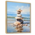 thumbnail image 2 of Designart "Towering Shells A Minimalist Beachscape III" Abstract Botanicals Floater Framed Wall Art Print, 2 of 7