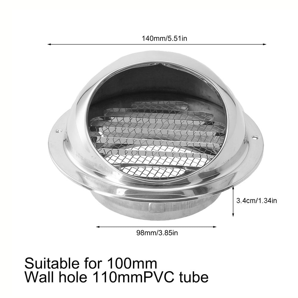 Aa Stainless Steel Vent Cap Rainproof Exteriorwallair Outlet Grille Round Heating Cooling Vent Cover 75/80/100/20/150/160Mm