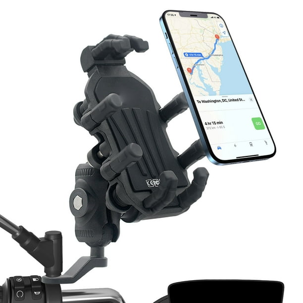 Soporte Para Teléfono De Motocicleta, Soporte Para Teléfono Con Espejo Retrovisor, Sujeción Rodeada, Estructura Robusta, Bloqueo De Seguridad De Absorción De Impactos Para