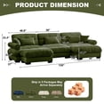 thumbnail image 4 of BUIORD 130" Modular Sectional Sofa with Ottoman, U-Shape Oversized Upholstery Sectional Couch for Living Room, Velvet 3-Seater Sofa Tufted Back with Round Armrests, Olive Green, 4 of 9