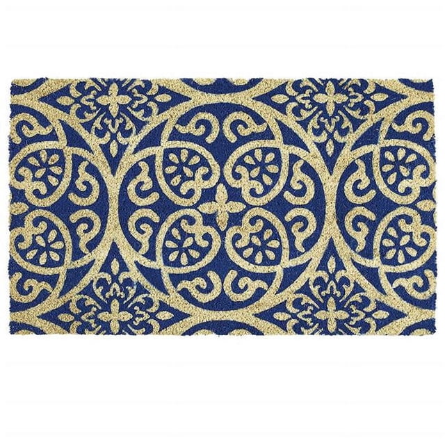 Design Imports CAMZ34870 Tapis de Sol en Coton à Base de Coco 18 x 30 Po Bleu Tunisie
