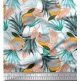 thumbnail image 1 of Soimoi White Cotton Duck Fabric Tropical Leaves,Girl & Lemon Slice Vegetable Print Fabric by Yard 42 Inch Wide, 1 of 1