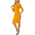 thumbnail image 4 of INSPIRE CHIC Robe Vintage pour Femme Manches 3/4 Robe Fourreau pour le Travail TG Jaune, 4 of 6