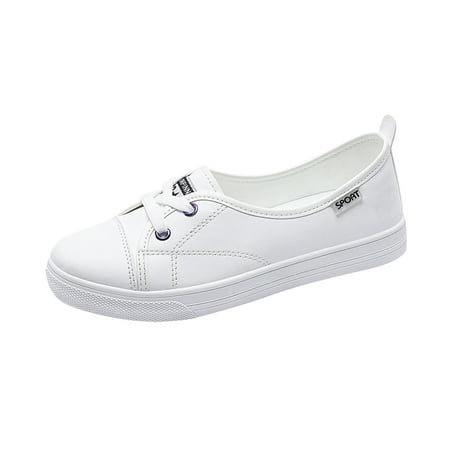 

Fauean Womens Slip on Shoes Women Flat Casual Comfortable Leather Shoes Daily Versatile Wear White Size 38