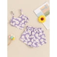 thumbnail image 3 of Suealasg 2Pcs Toddler Girl Summer Clothes 6M 1T 2T 3T 4T Baby Girl Casual Beach Outfits Sleeveless Daisy Print Heart Cami Tops and Elastic Waist Shorts Set, 3 of 7