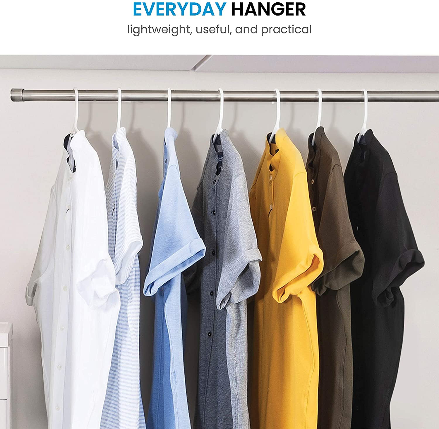 Standard Plastic Hangers Grey (50 Pack) Durable Tubular Shirt Hanger Ideal  for Laundry & Everyday Use, Slim & Space Saving, Heavy Duty Clothes Hanger