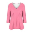 thumbnail image 3 of AherBiu Tops for Women Trendy 3/4 Sleeve Cute Ruffle Shirts Summer Flowy Comfy V Neck Ruched Blouses, 3 of 5