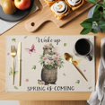 thumbnail image 2 of Rustic Groundhog Placemats Set of 4, Spring Floral Butterfly Botanical Placemats for Dining Table, Place Mats for Kitchen Tabletop, Waterproof Wipeable Dining Table Mats Set, 2 of 9