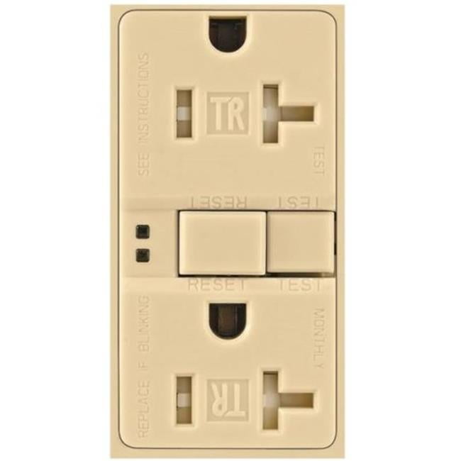 Ivory TRSGF20V EATON Wiring GFCI Self-Test 20A 125V Tamper Resistant Duplex Receptacle with Standard Size Wallplate