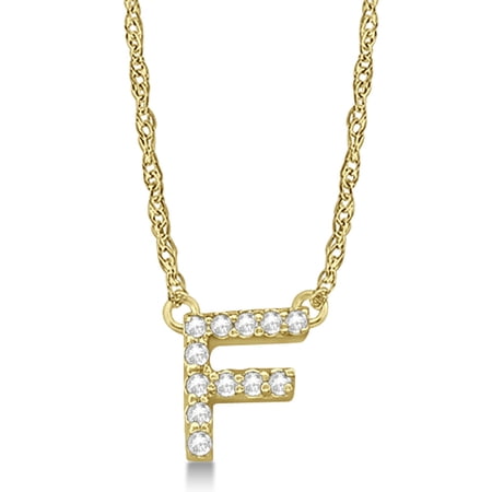 GEMHUB Initial Letter F Necklace, Moissanite, 925 Sterling Silver, Yellow Gold Vermeil