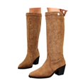 thumbnail image 4 of Aihuaihua Knee High Boots Women Leather Elastic Boots Low Heel Square Toe Fall Long Tall Boots for Women, 4 of 10