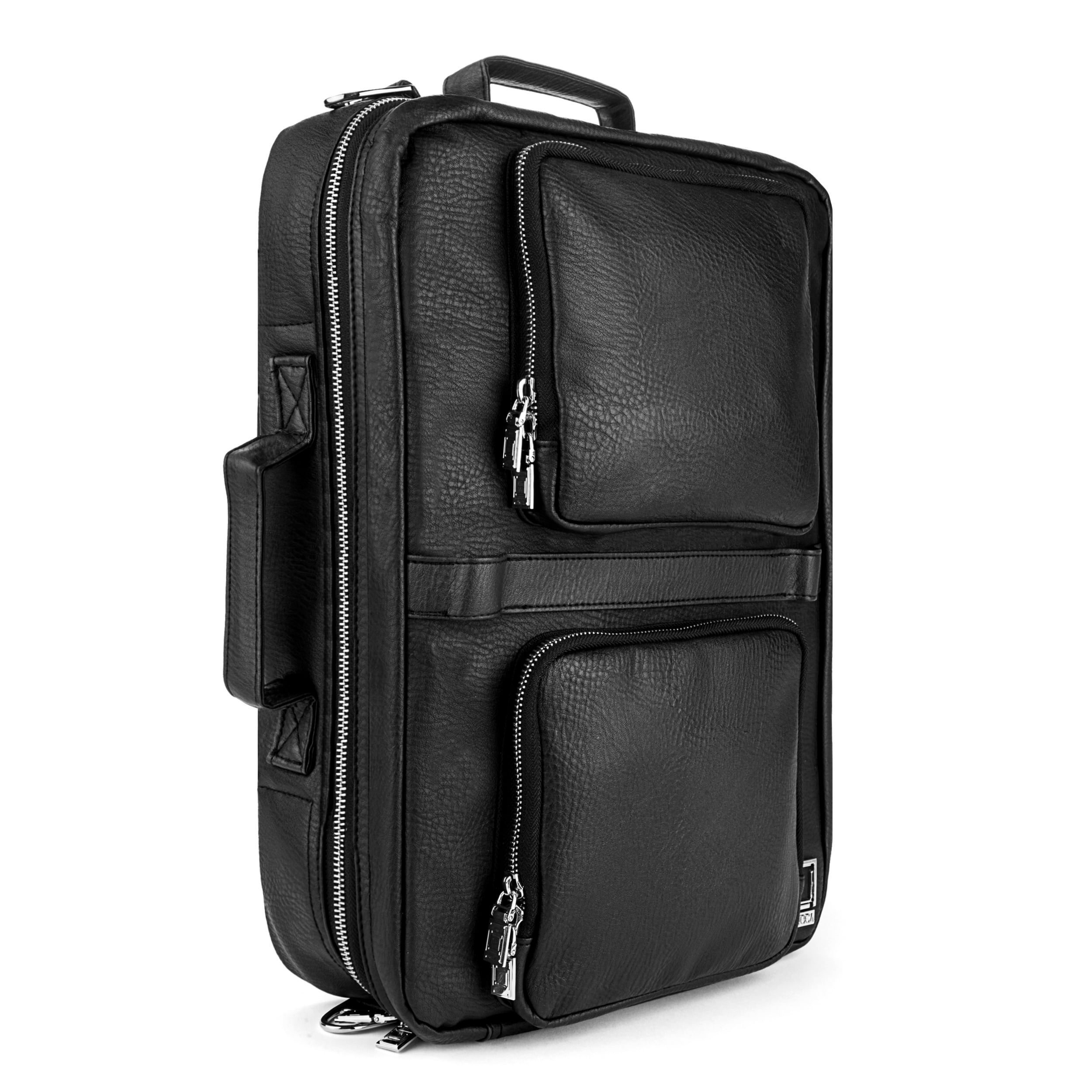 Lencca Quadra 4-in-1 Convertible Laptop Bag – Messenger, Backpack, Tote & Briefcase – Fits 13.5" Surface Book & Most 13"–15.6" Laptops – Water-Repellent Black