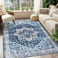thumbnail image 5 of Yesfashion Carpets Area Rugs Washable 9'*12' Area Rug Vintage Persian Medallion Area Rug Boho Distressed Rug Non-Slip Low Pile Capet Rugs Bedroom,Blue blue 9*12ft, 5 of 7